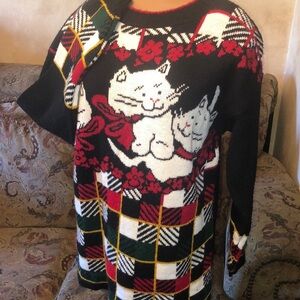 VTG Dana Scott “ugly” X-mas cat kitten sweater